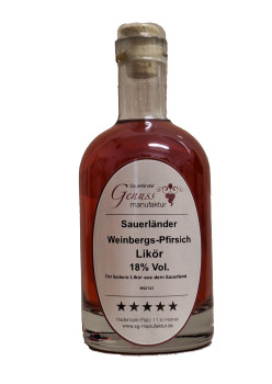 Sauerländer Weinbergs-Pfirsich-Likör 18%vol. 350ml Designflasche